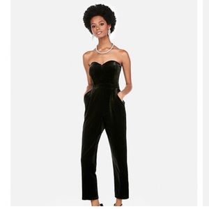 Express Strapless Sweetheart Velvet Jumpsuit